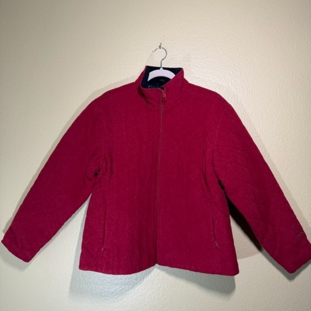 Woolrich Jacket Womens M Red 100% Wool Ruby Heather Pockets Quilted